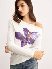 Asymmetrical Floral Printed Top