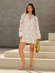 2 in 1 Floral Lace Cover-Up Style Dress