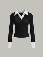 2 in 1 Contrast Collar and Cuff Shirt