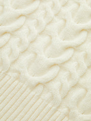 Asymmetric Collar Cable Knit Sweater
