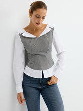 2 in 1 Gingham Paneled Shirt