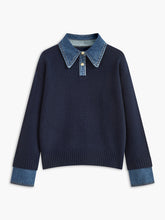 2 in 1 Panel Lapel Relaxed Sweater