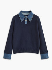 2 in 1 Panel Lapel Relaxed Sweater