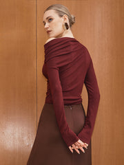 Asymmetric Draped One-Shoulder T-Shirt