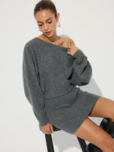 Asymmetric Off-Shoulder Knit Mini Dress