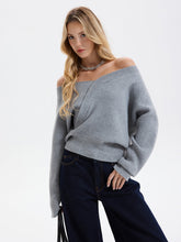 Asymmetric Off-Shoulder Ribbed Sweater