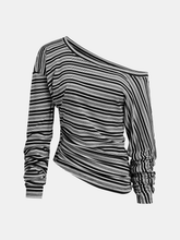 Asymmetric Striped Top with Off-Shoulder Design