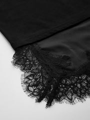 Asymmetric Lace Hem Short Sleeve Top