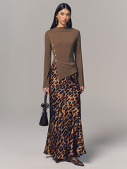 Asymmetric Hem Button Detail Long-Sleeve Top
