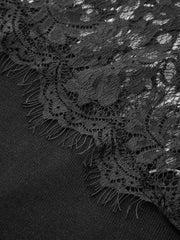 Asymmetric Lace Panel Short-Sleeve Top