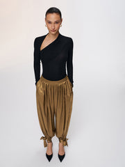 Asymmetric Neckline Sparkle Knit Top