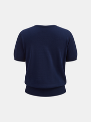 Argyle Pattern Knit Short Sleeve Top