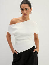 Asymmetric Off Shoulder Ruched Fitted Blouse