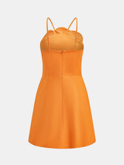 3D Flower Cotton Linen Slip Mini Dress