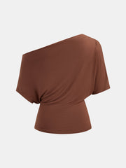 Asymmetric Off Shoulder Draped Blouse