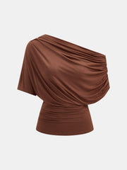 Asymmetric Off Shoulder Draped Blouse
