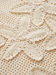 3D Floral Crochet Halter Knit Top