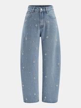 3D Beaded Barrel Leg Jeans