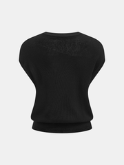 Asymmetric Sheer Shoulder Knit Top