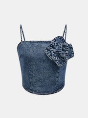 3D Rose Cami Denim Top