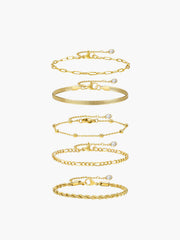 5pcs Geometric Golden Chain Bracelet