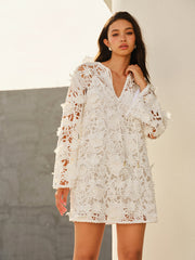 2 in 1 Floral Lace Cover-Up Style Dress