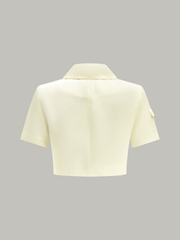 Asymmetric Button Cropped Blouse