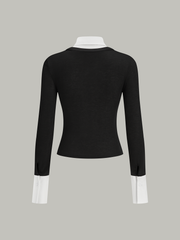 2 in 1 Contrast Collar and Cuff Shirt