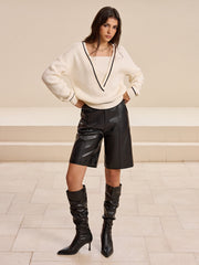 2 in 1 Contrast Trim Sweater