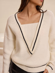 2 in 1 Contrast Trim Sweater