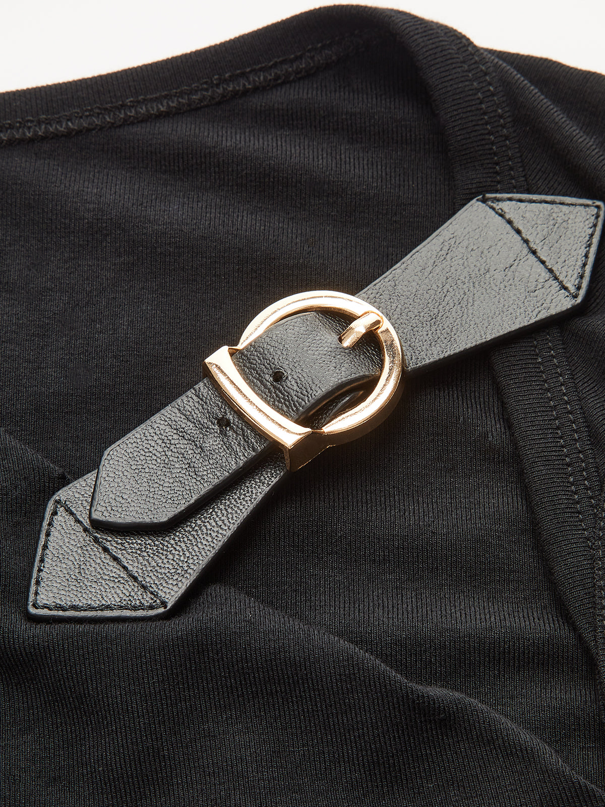 Asymmetric Ruched Top with Buckle Detail