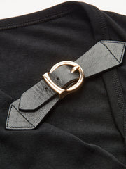 Asymmetric Ruched Top with Buckle Detail