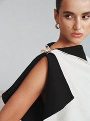 Asymmetric Color-Block Knit Top
