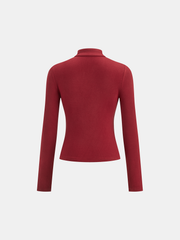 Asymmetric Placket Stand Collar Long Sleeve Blouse