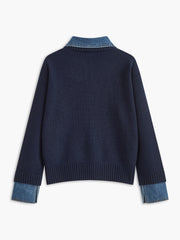 2 in 1 Panel Lapel Relaxed Sweater