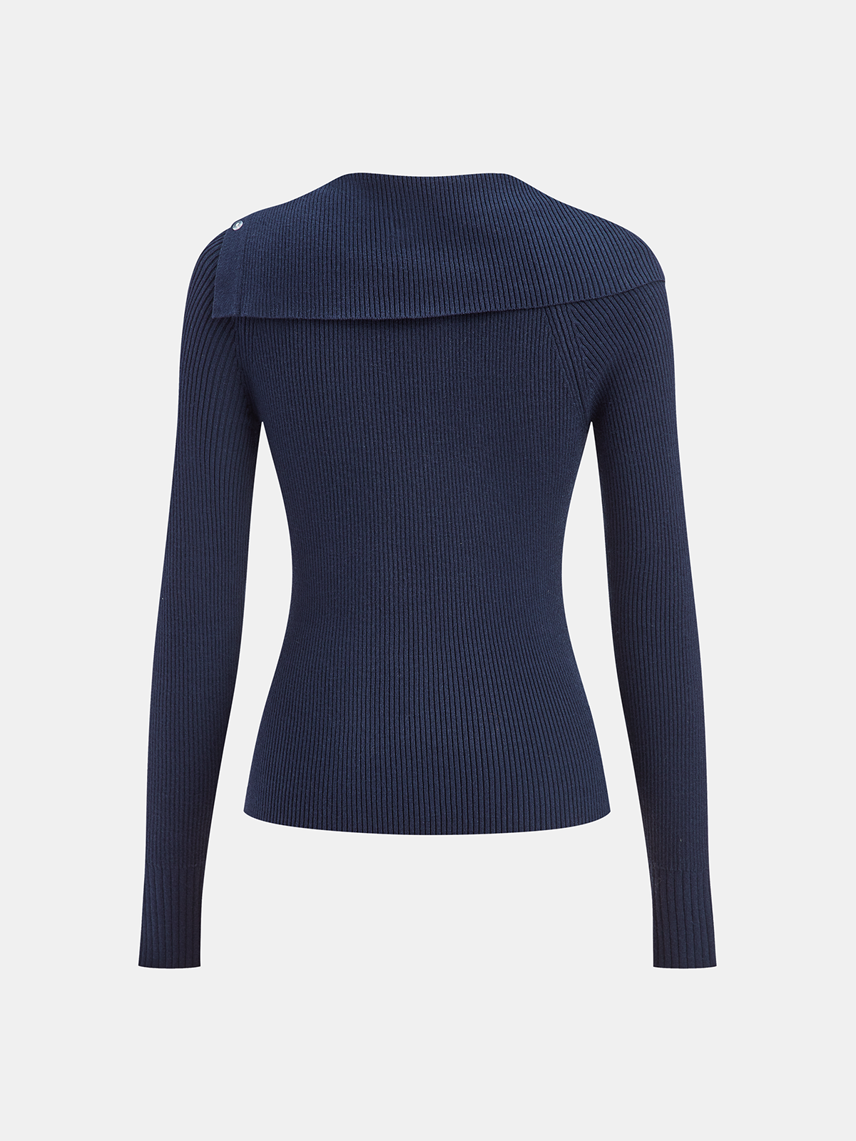 Asymmetric Lapel Button Front Knit Top