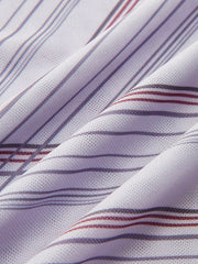 Asymmetric Neck Striped Mesh Top