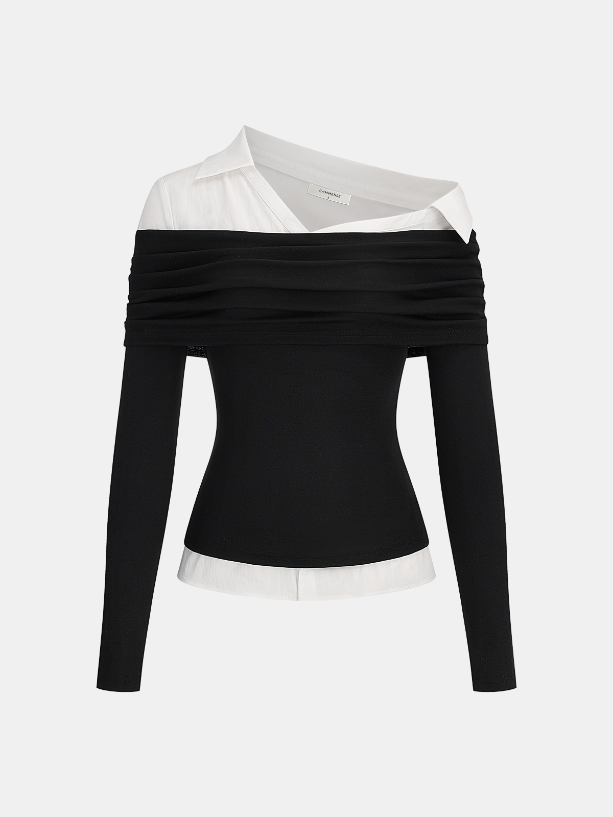 2 in 1 Color-Block Asymmetrical Blouse