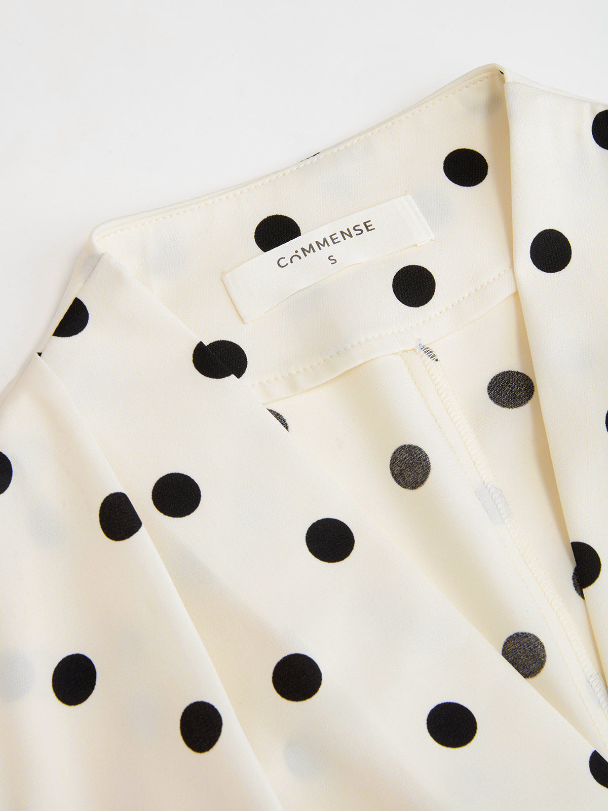 Asymmetric Hem Polka Dot V-Neck Blouse