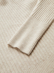 Asymmetric Neck Ribbed Knit Sweater