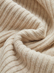 Asymmetric Neck Ribbed Knit Sweater