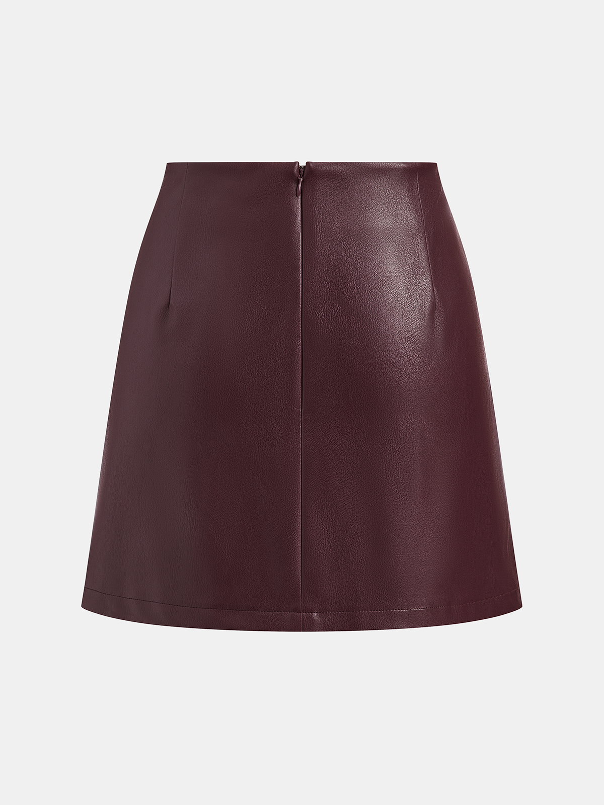 Asymmetric Ruched Faux Leather Mini Skirt
