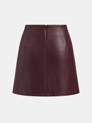 Asymmetric Ruched Faux Leather Mini Skirt