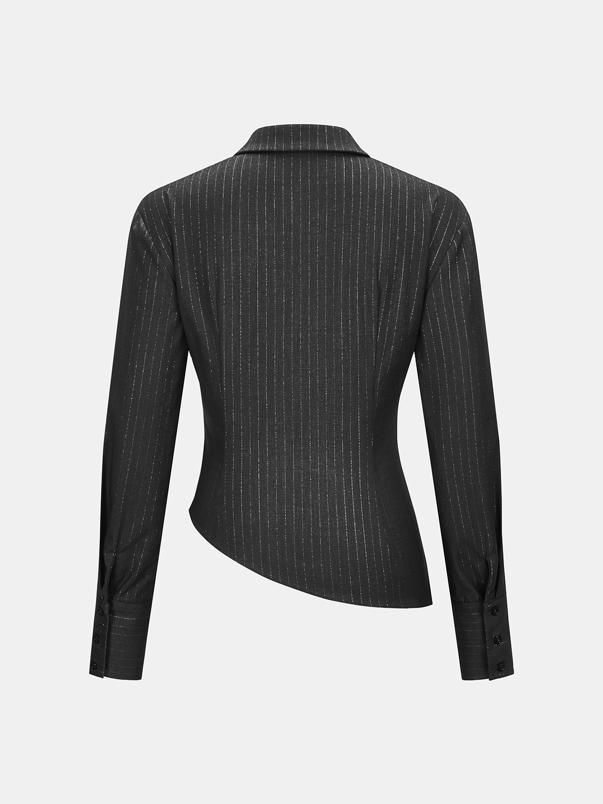Asymmetric Ruched Pinstripe Shirt