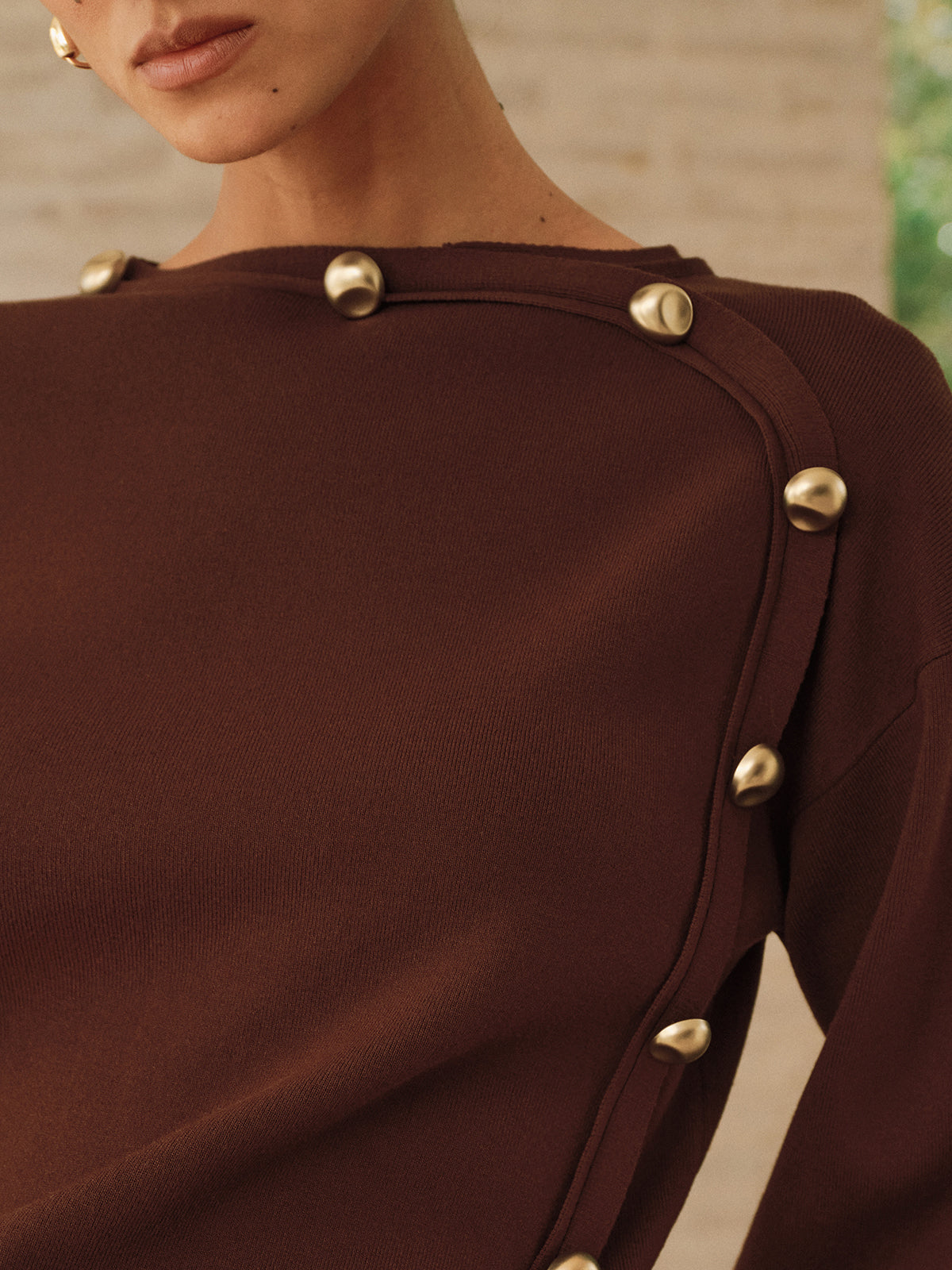 Asymmetric Metal Detail Sweater