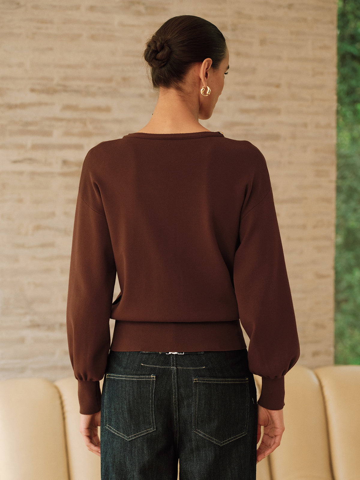 Asymmetric Metal Detail Sweater