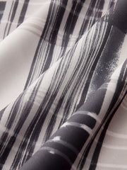 Abstract Striped Puff-Sleeve Blouse