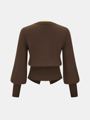 2 in 1 Layered Puff-Sleeve Cardigan