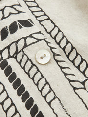 Abstract-Print Wrap-Tie Long-Sleeve Shirt