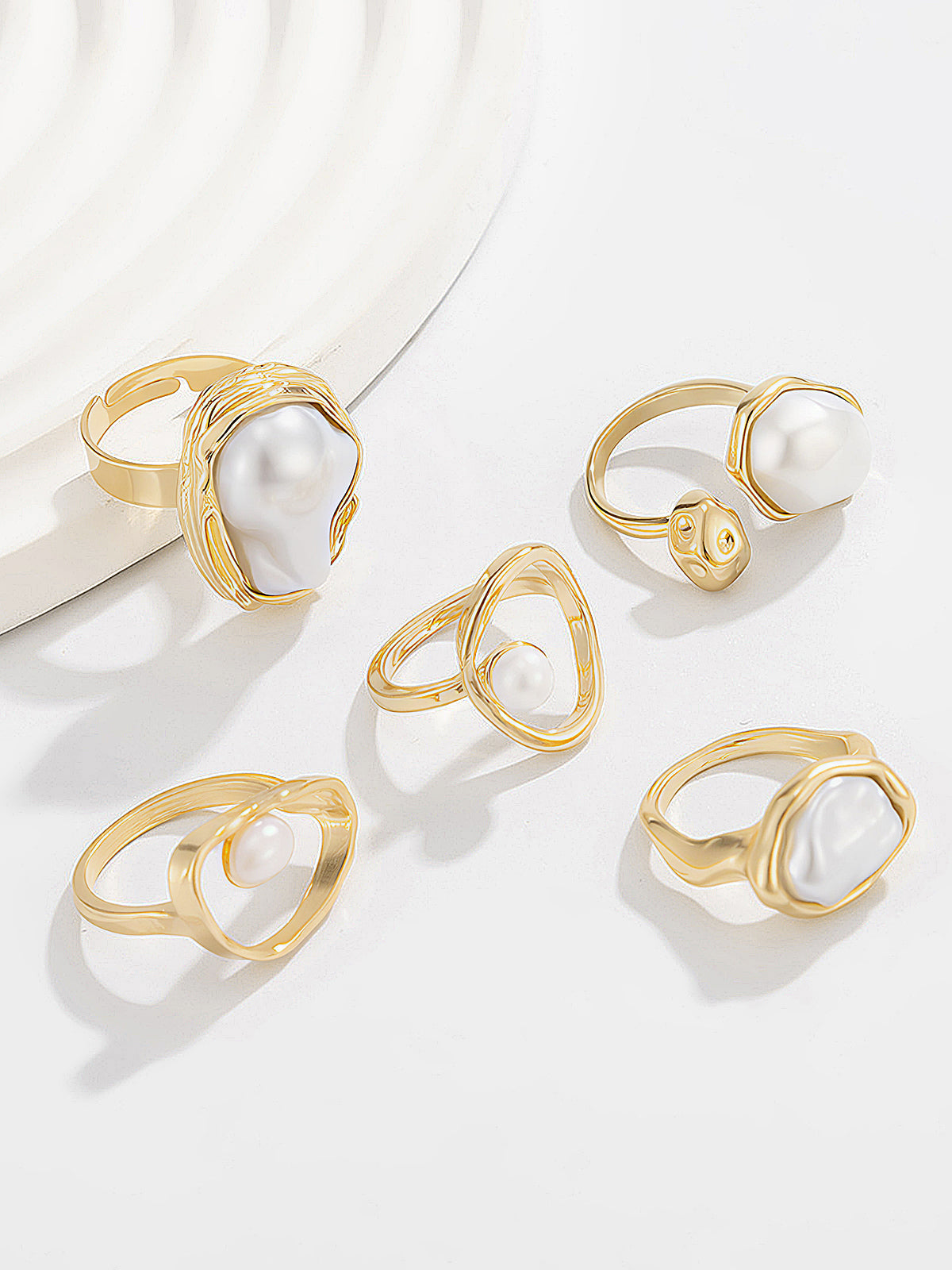 5pcs Baroque Pearl Statement Ring